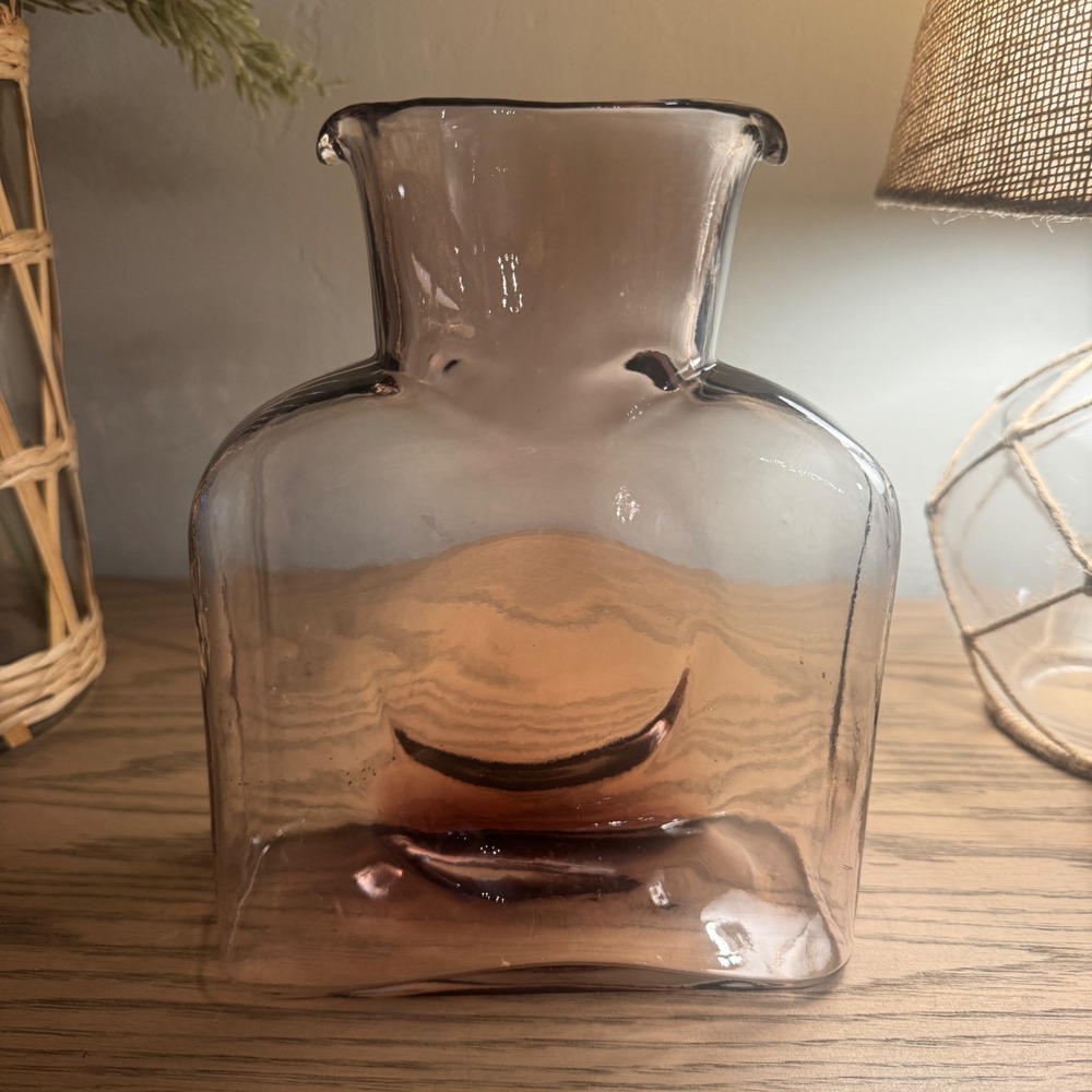 Vintage Blenko Glass Amethyst Purple #384 Water Double Spout Vase